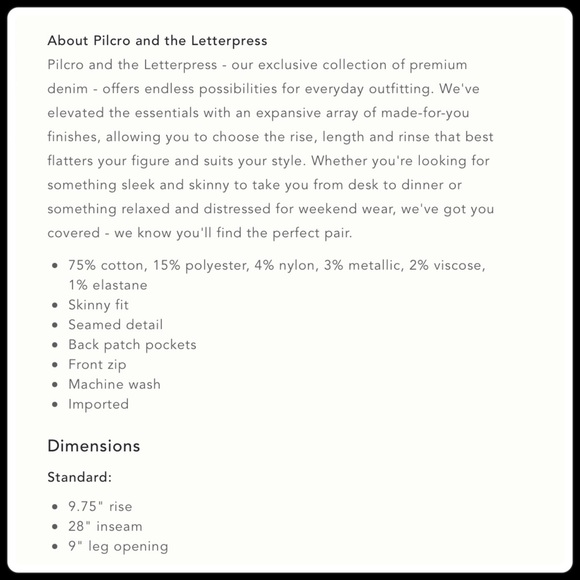 Anthropologie Pilcro shimmer high rise denim leggings - Picture 10 of 10